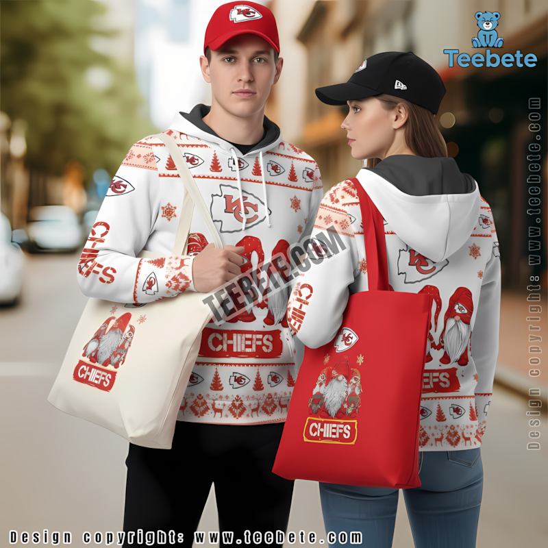 Kansas City Chiefs Christmas Gnomes 3D Hoodie Pullover Red White