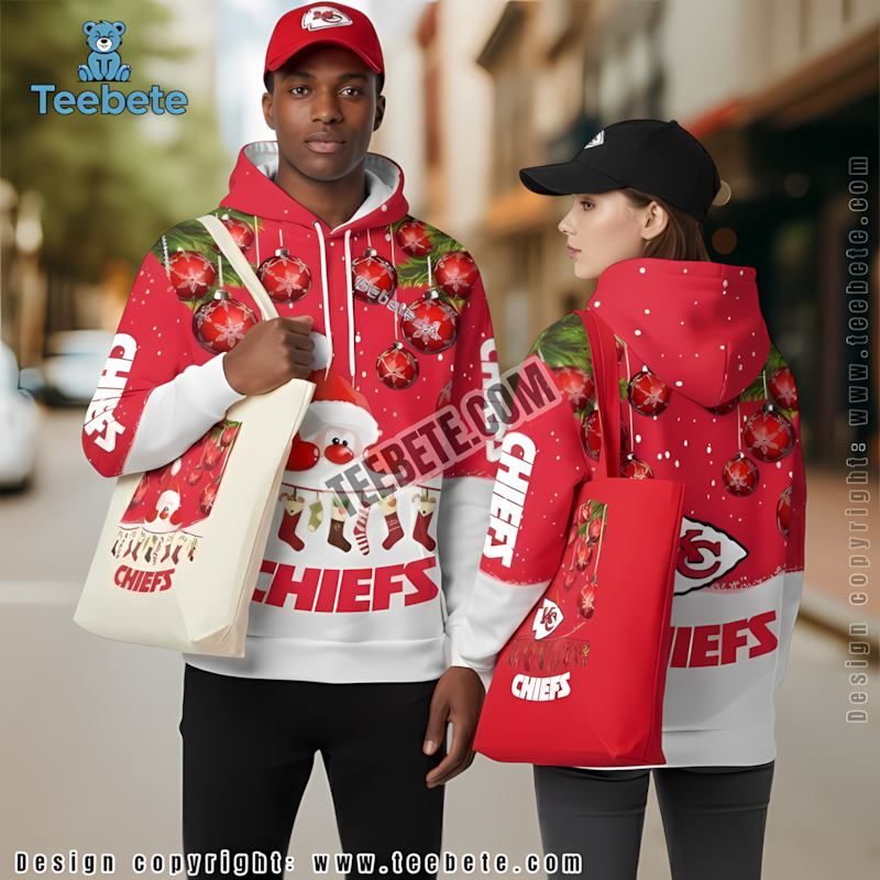 Kansas City Chiefs Christmas Santa Claus 3D Hoodie Printing White Red