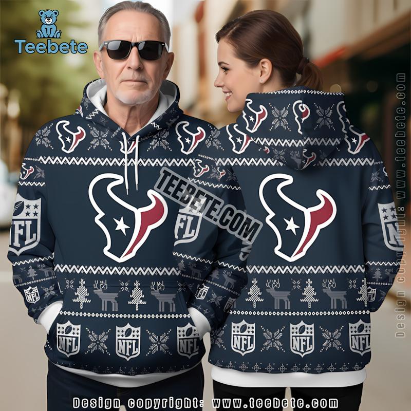 Christmas Tree Houston Texans 3D Hoodie Blue Graphic