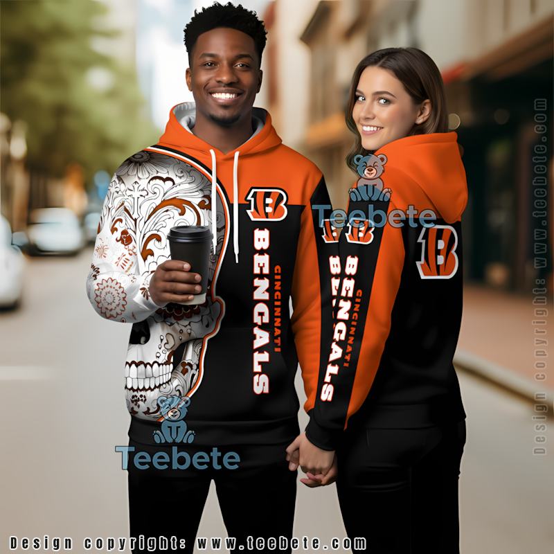 Cincinnati Bengals Sugar Skull 3D Hoodie Men