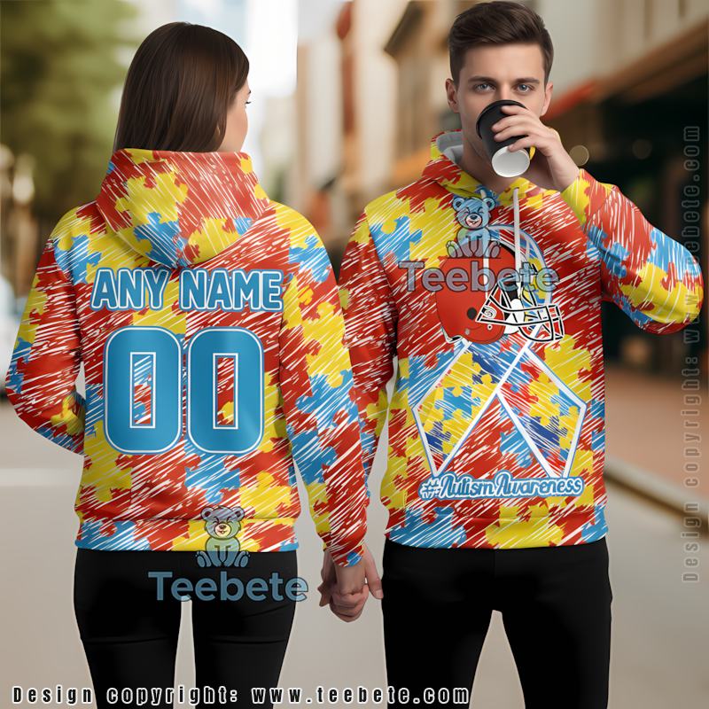Cleveland Browns Autism Awareness Puzzle 3D Zip Up Hoodie Red