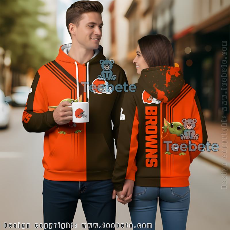 Cleveland Browns Baby Yoda Cartoon 3D Print Hoodie