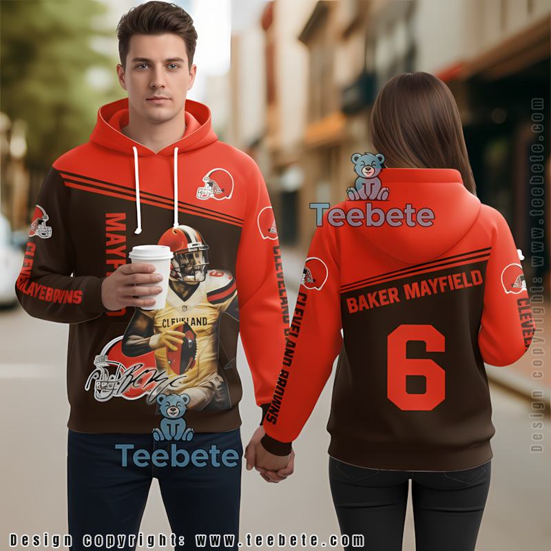 Cleveland Browns Baker Mayfield 3D Hoodie Youth Orange
