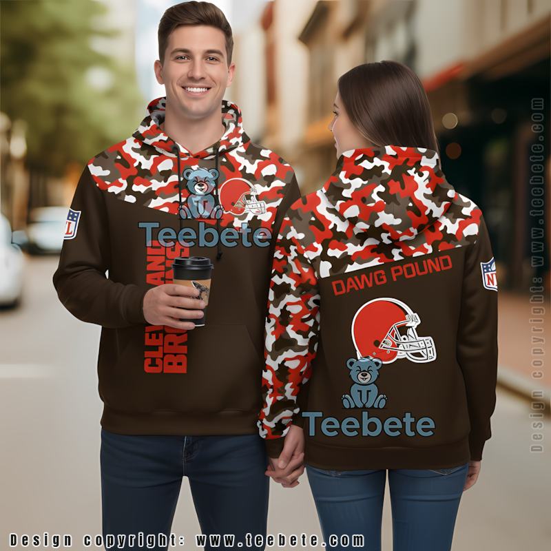 Cleveland Browns Dawg Pound Camo 3D Hoodie Men