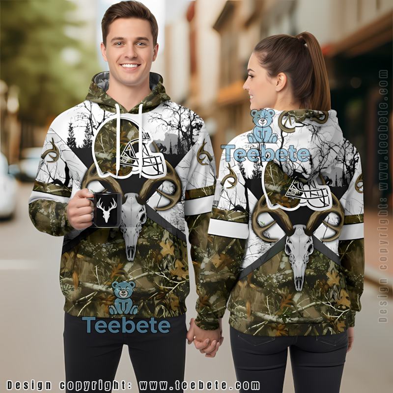 Cleveland Browns Deer Skull Hunting 3D Hoodie Zipper