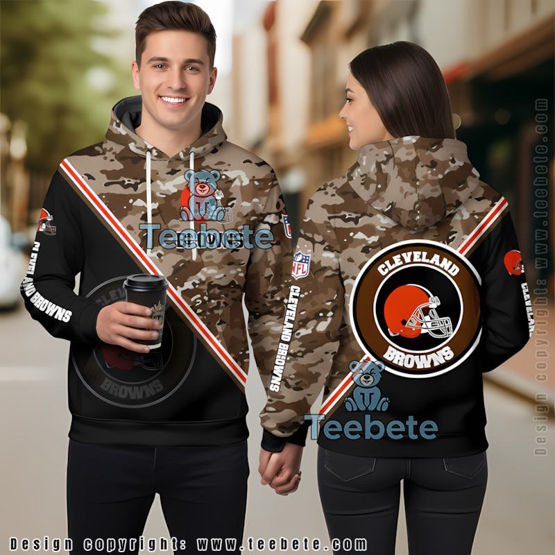 Cleveland Browns Distressed Camo 3D Printed Hoodie