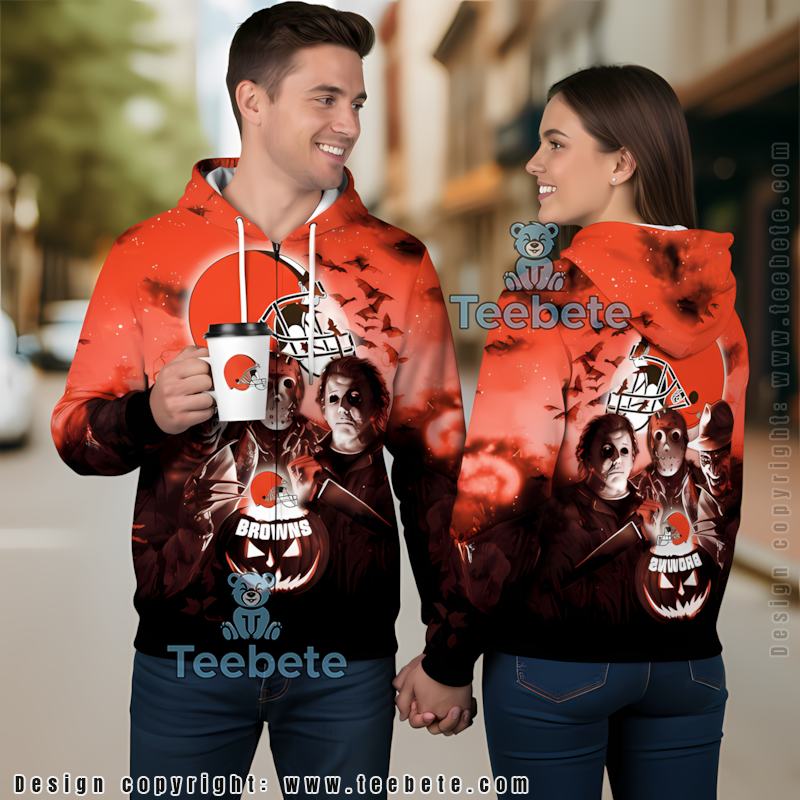 Cleveland Browns Freddy Jason Michael Myers 3D Hoodie Men
