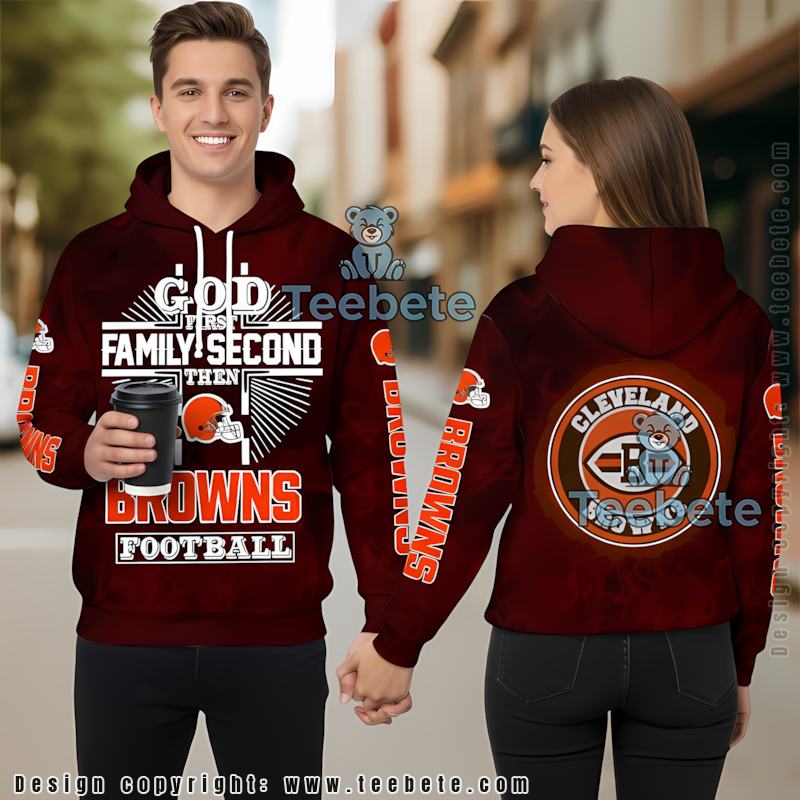 Cleveland Browns God First Family Second Browns 3D Print Hoodie