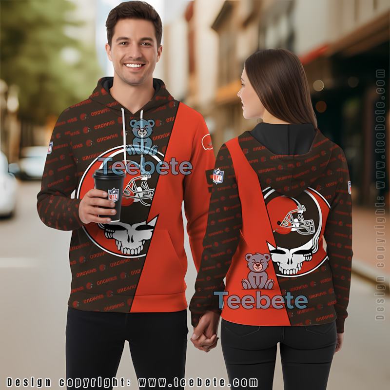 Cleveland Browns Grateful Dead Skull 3D Hoodie Women