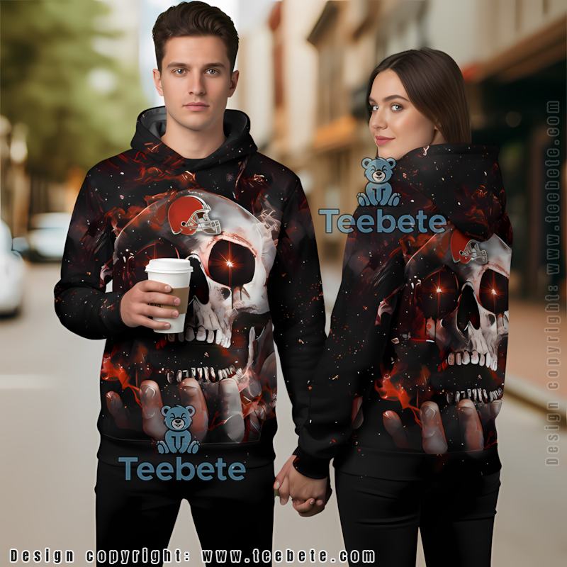Cleveland Browns Holding Skull 3D Print Hoodie