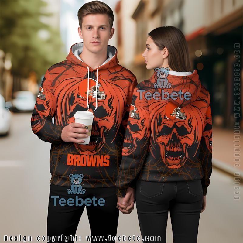Cleveland Browns Jack O Lantern Pumpkin 3D Zip Up Hoodie