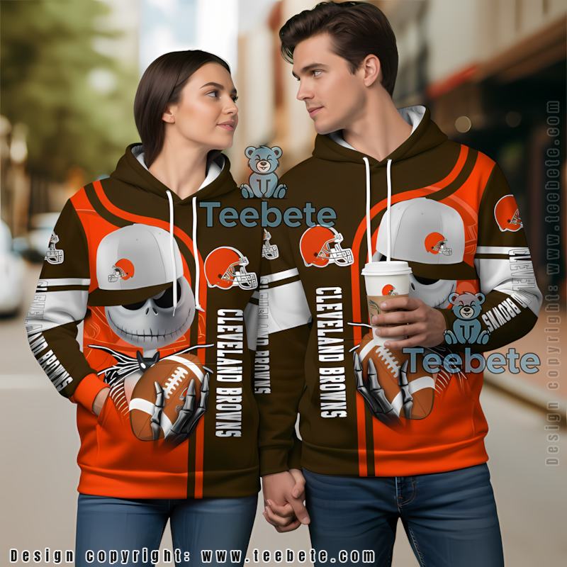 Cleveland Browns Jack Skellington 3D Pullover Hoodie