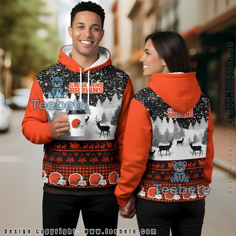 Cleveland Browns Reindeer Ugly 3D Hoodie Women