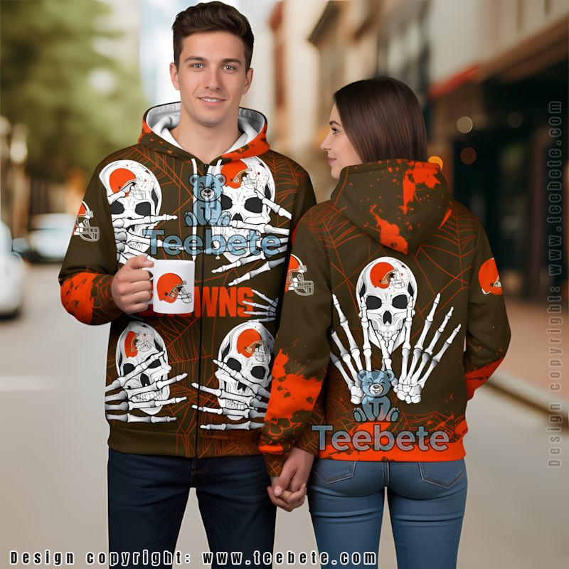 Cleveland Browns Skeleton Hand 3D Hoodie Men