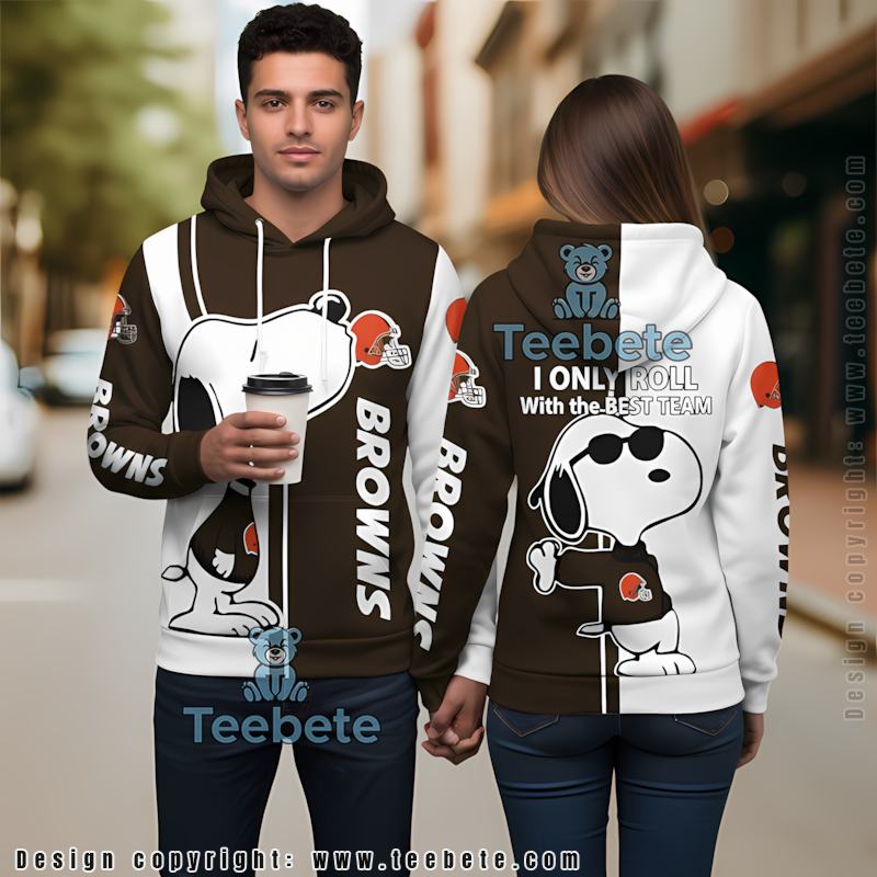 Cleveland Browns Snoopy Kiss Logo Browns 3D Hoodie Youth
