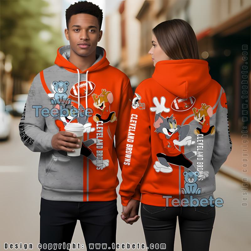 Cleveland Browns Tom And Jerry 3D Zip Up Hoodie