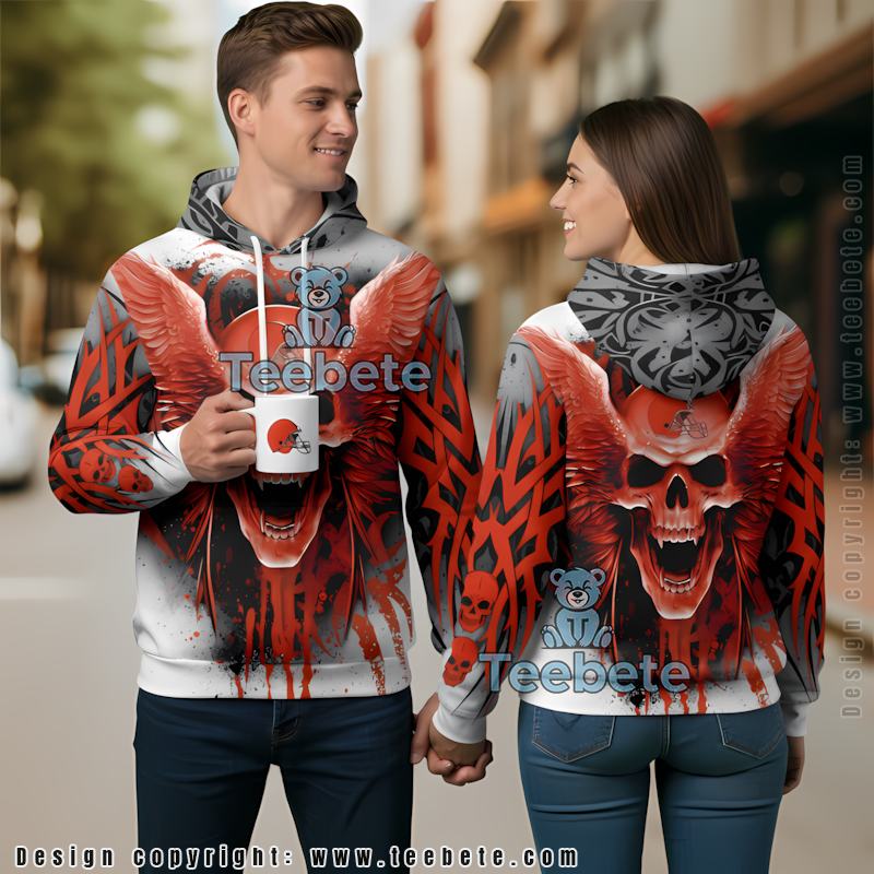 Cleveland Browns Winged Skull 3D Print Hoodie