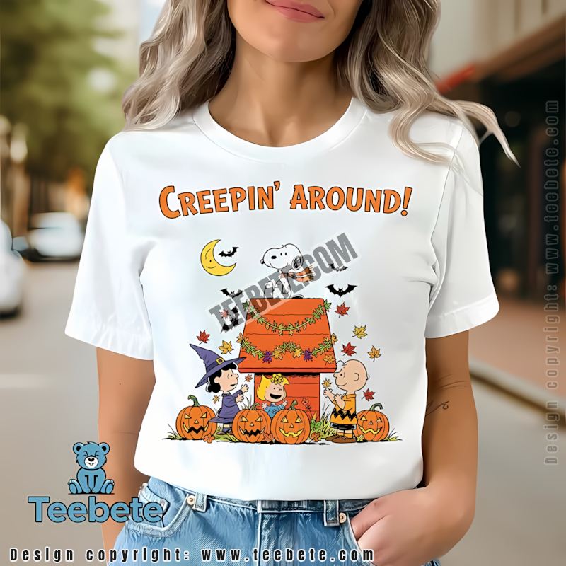 Creepin Around Peanuts Halloween Shirt Snoopy Lucy Charlie Brown Fall