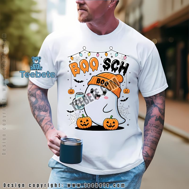 Cute Ghost Busch Light Boo Sch Halloween Party Graphic Shirt