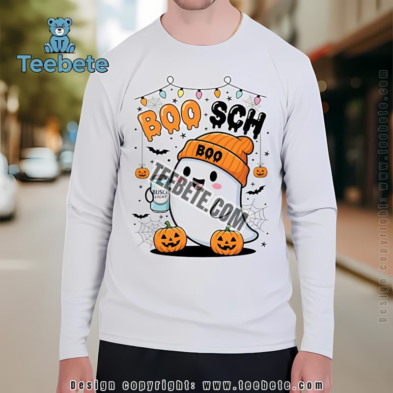 Cute Ghost Busch Light Boo Sch Halloween Party Graphic Long Sleeve Cute Ghost Busch Light Boo Sch Halloween Party Graphic Long Sleeve