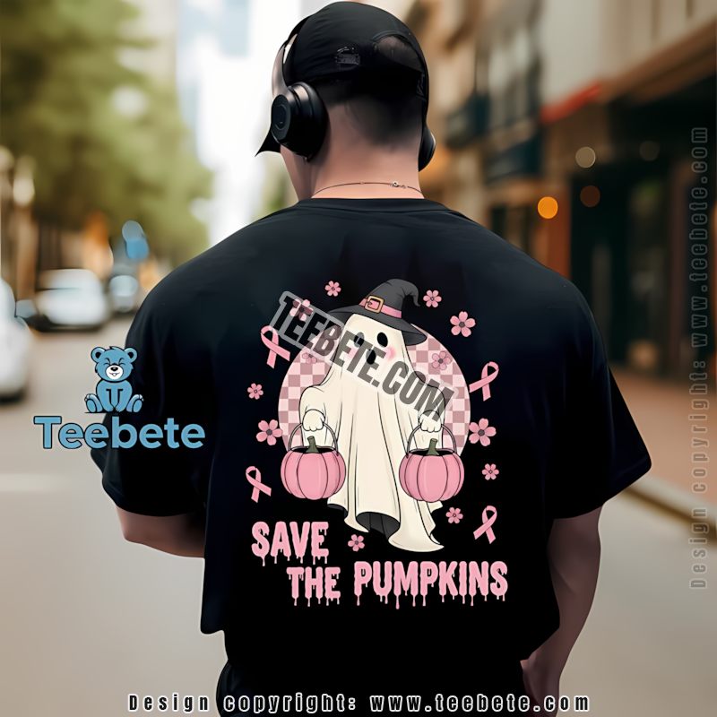 Cute Ghost Halloween Pink Pumpkin Breast Cancer Awareness Shirt