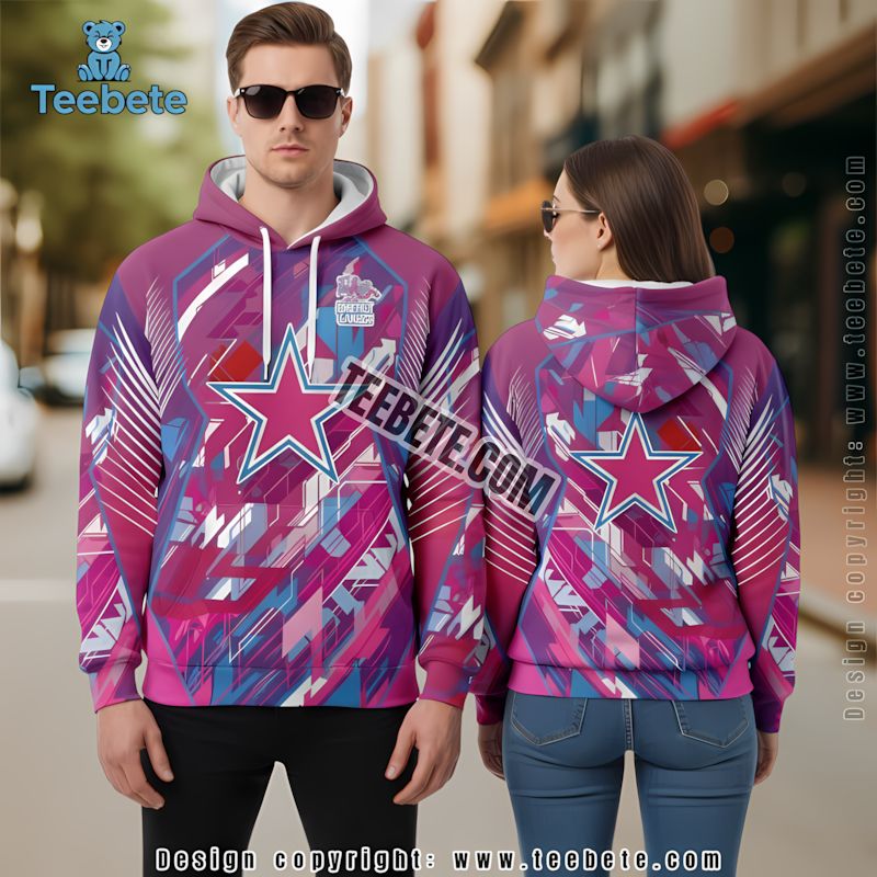 Dallas Cowboys Breast Cancer 3D Hoodie Pink Mens