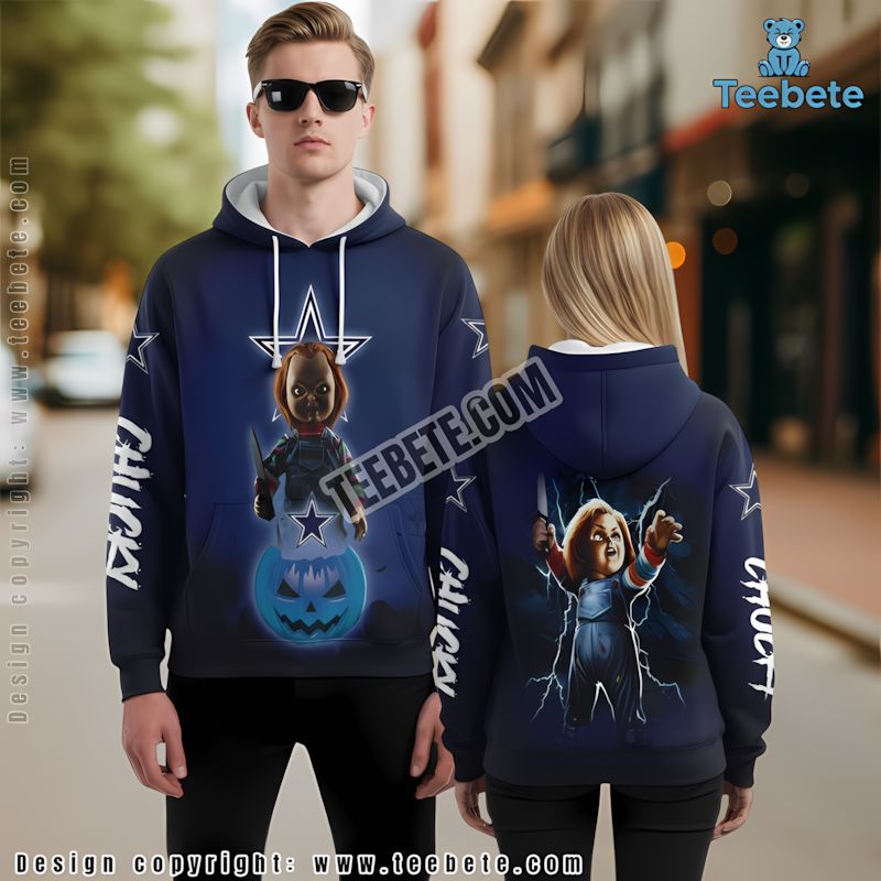 Dallas Cowboys Chucky Halloween 3D Hoodie Blue Dad Mom