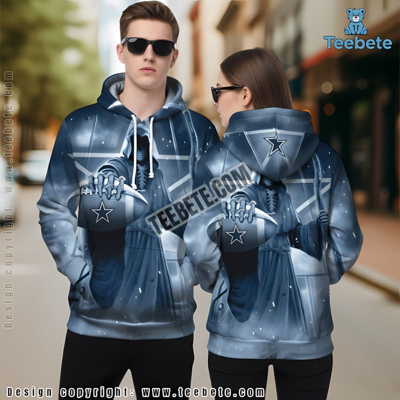 Dallas Cowboys Death Skull 3D Hoodie Blue Girls