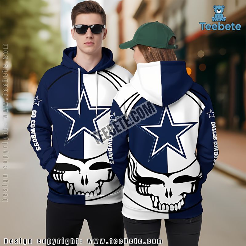 Dallas Cowboys Grateful Dead 3D Hoodie Blue White Graphic