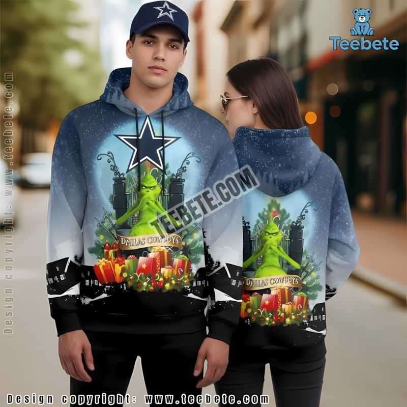 Dallas Cowboys Grinch Christmas 3D Hoodie Blue Mens