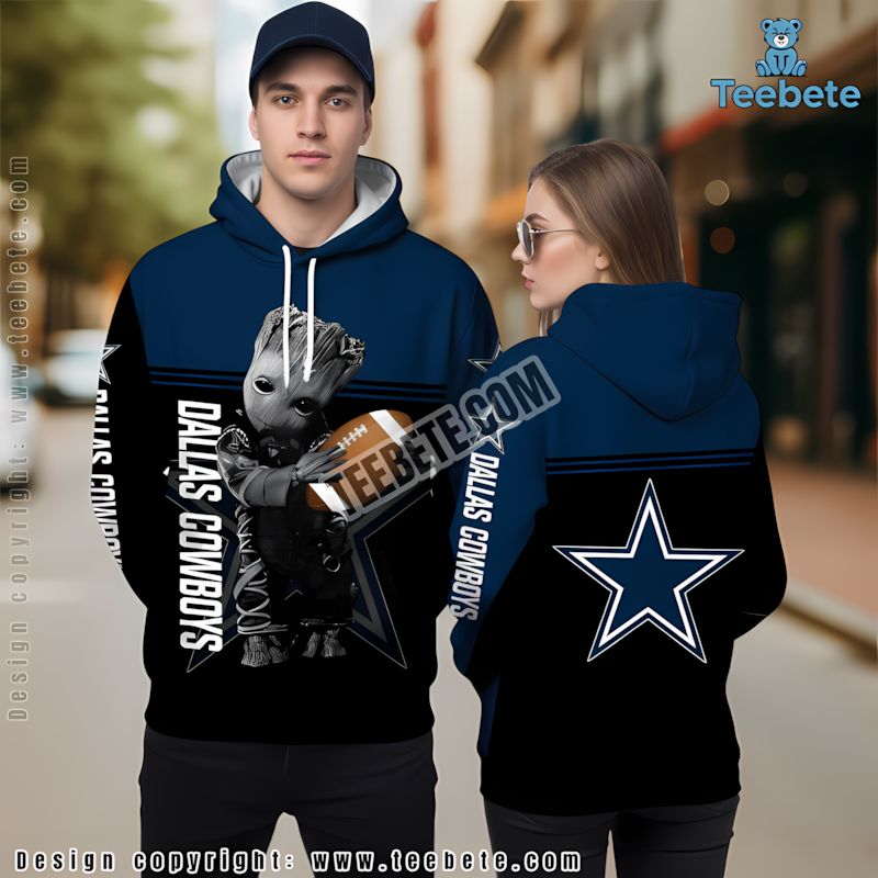 Dallas Cowboys Groot Christmas 3D Hoodie Black Blue