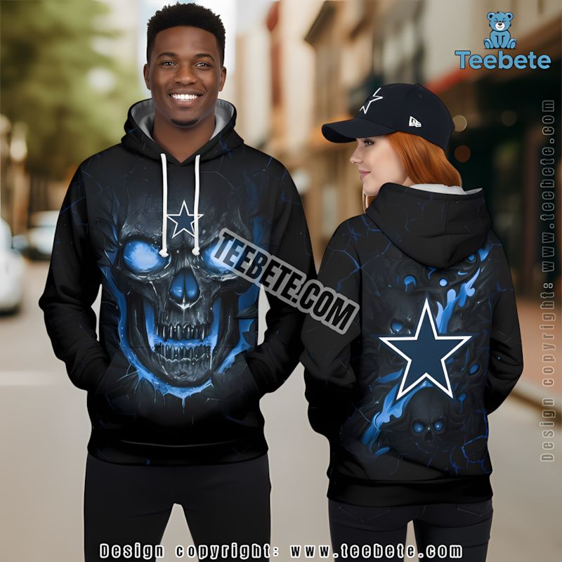 Dallas Cowboys Lava Skull 3D Hoodie Black Blue Design
