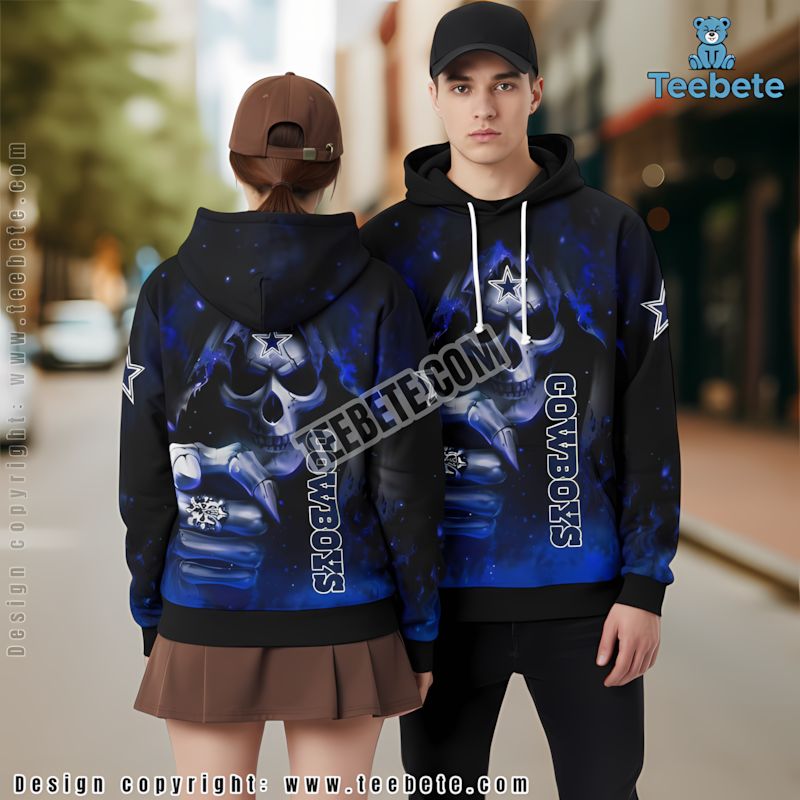 Dallas Cowboys Skull 3D Hoodie Black