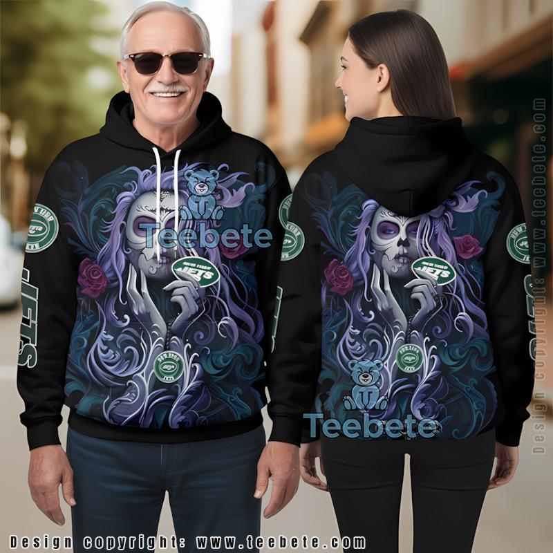 New York Jets Day Of The Dead 3D Hoodie Black Mens