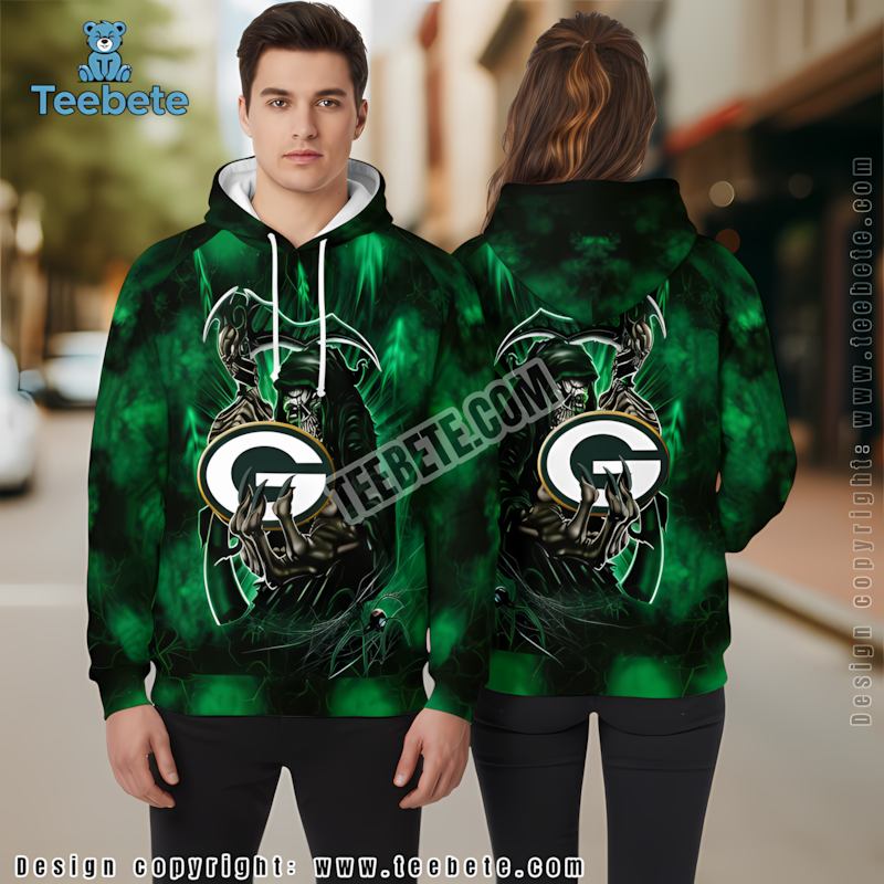 Green Bay Packers Death 3D Hoodie Black Green Dad Mom
