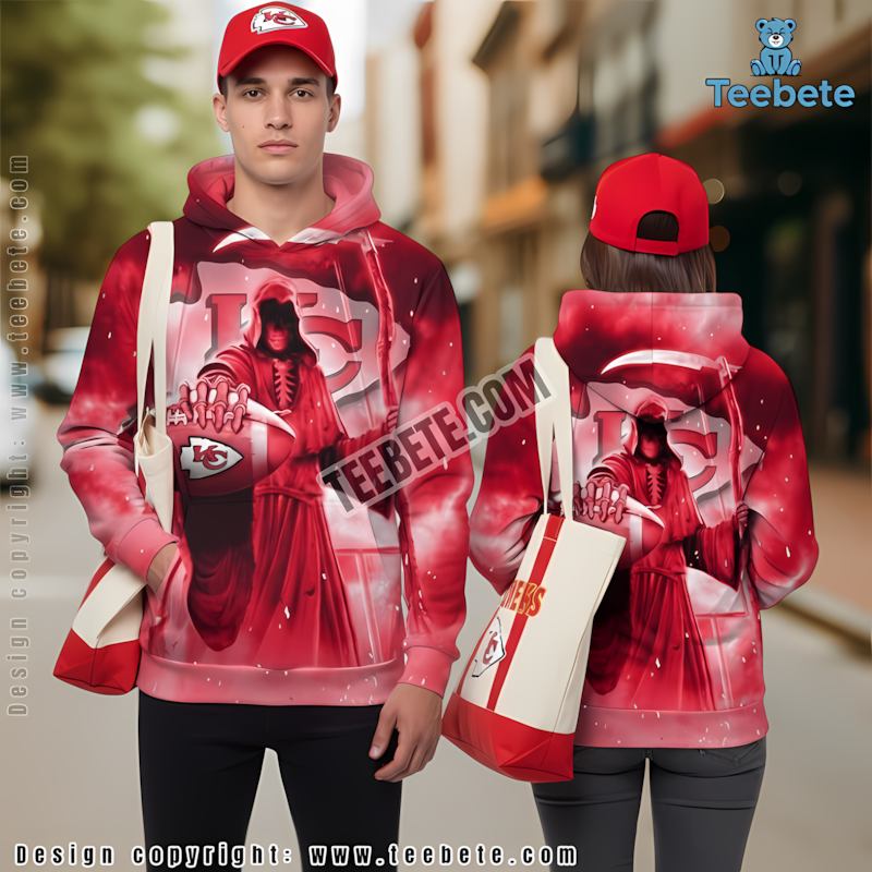 Kansas City Chiefs Death Skull 3D Hoodie Red Graphic