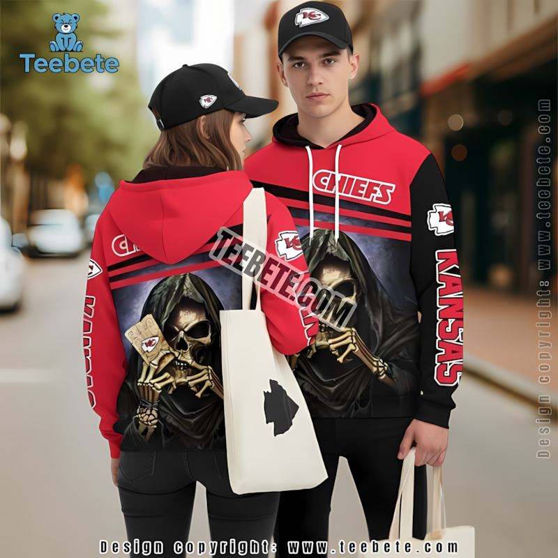 Kansas City Chiefs Death Skull 3D Hoodie Red Womens