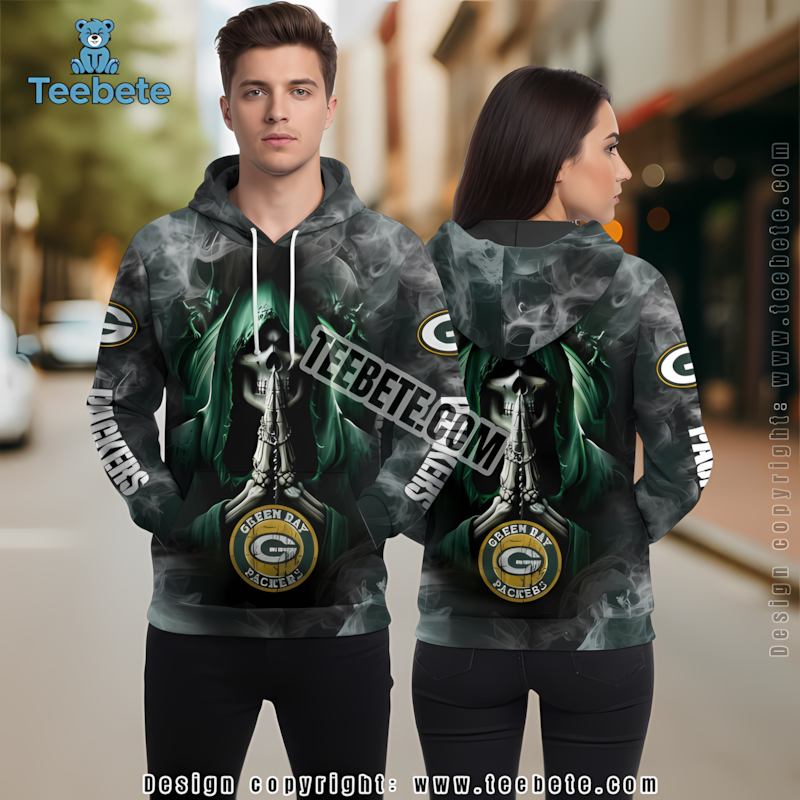 Green Bay Packers Death Smoke 3D Hoodie Green Black Printed