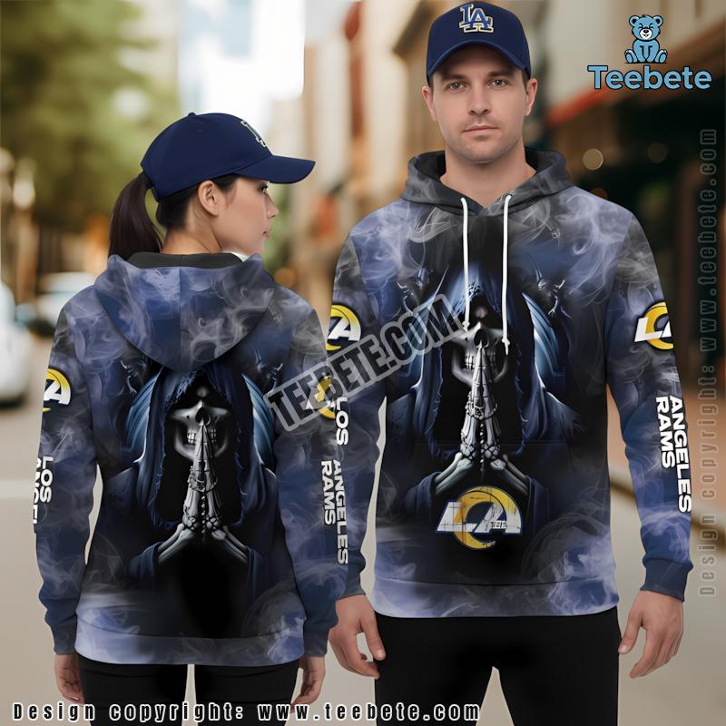 Christmas Gnomes Los Angeles Rams 3D Zip Up Hoodie Blue White
