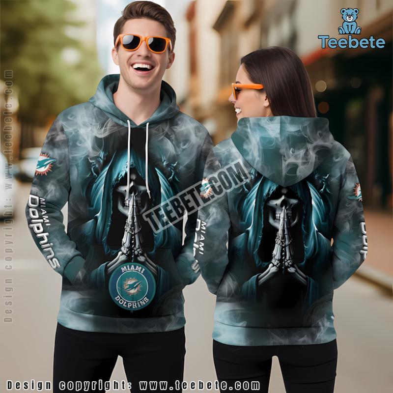 Miami Dolphins Death Smoke 3D Hoodie Blue Black Girls