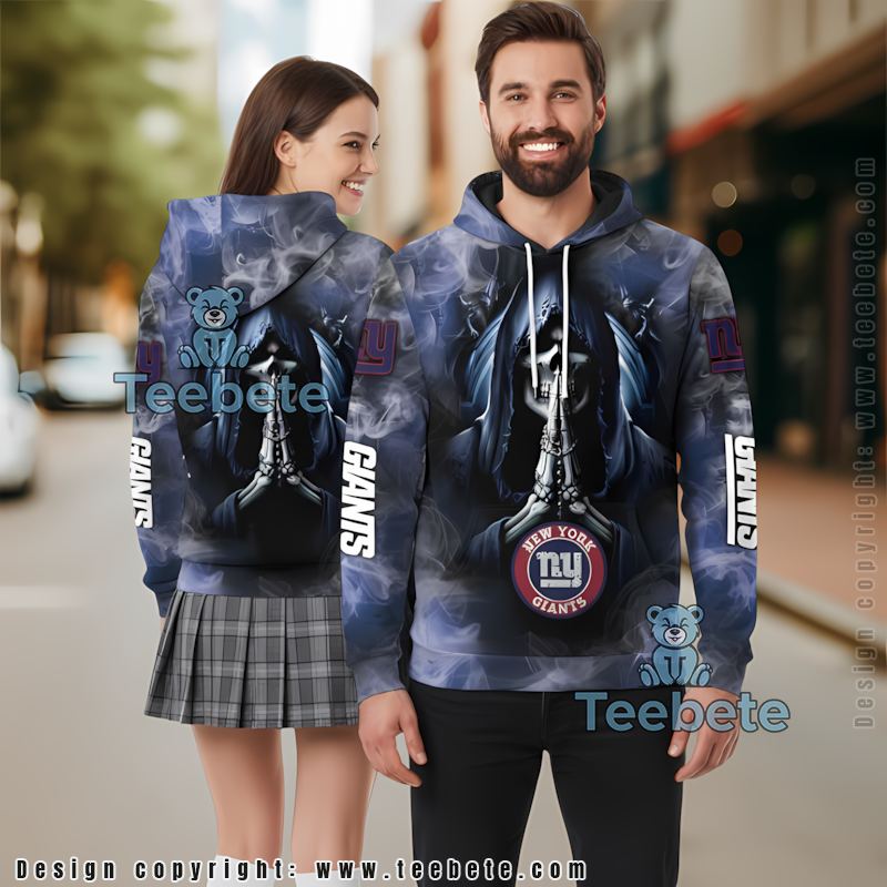 New York Giants Death Smoke 3D Hoodie Black Blue Print