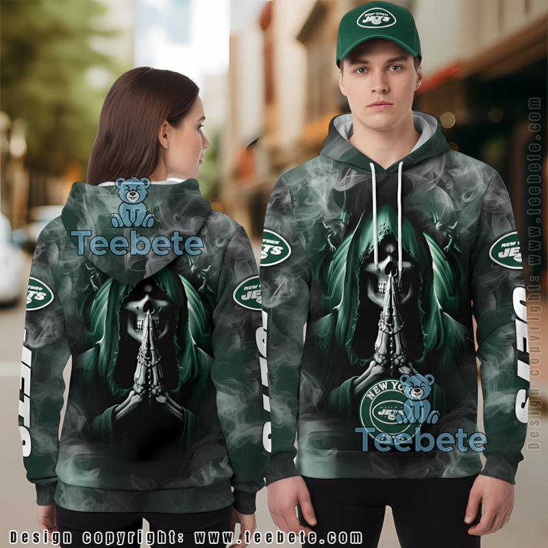 New York Jets Death Smoke 3D Hoodie Black Green Mens