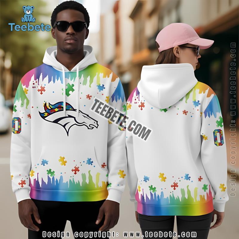 Denver Broncos Autism Awareness 3D Hoodie White Novelty