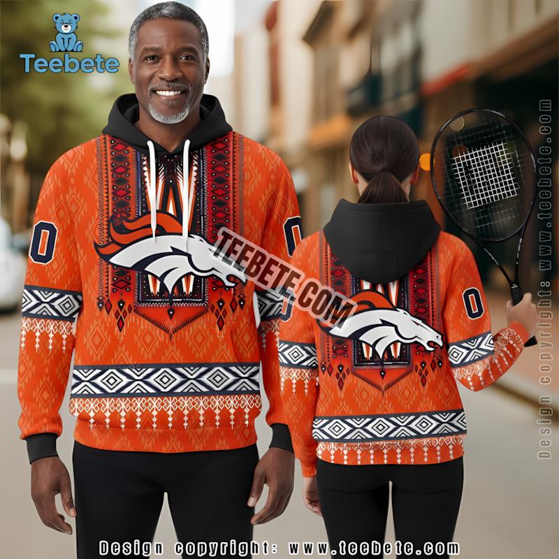 Denver Broncos Classic Pattern 3D Hoodie Orange Art