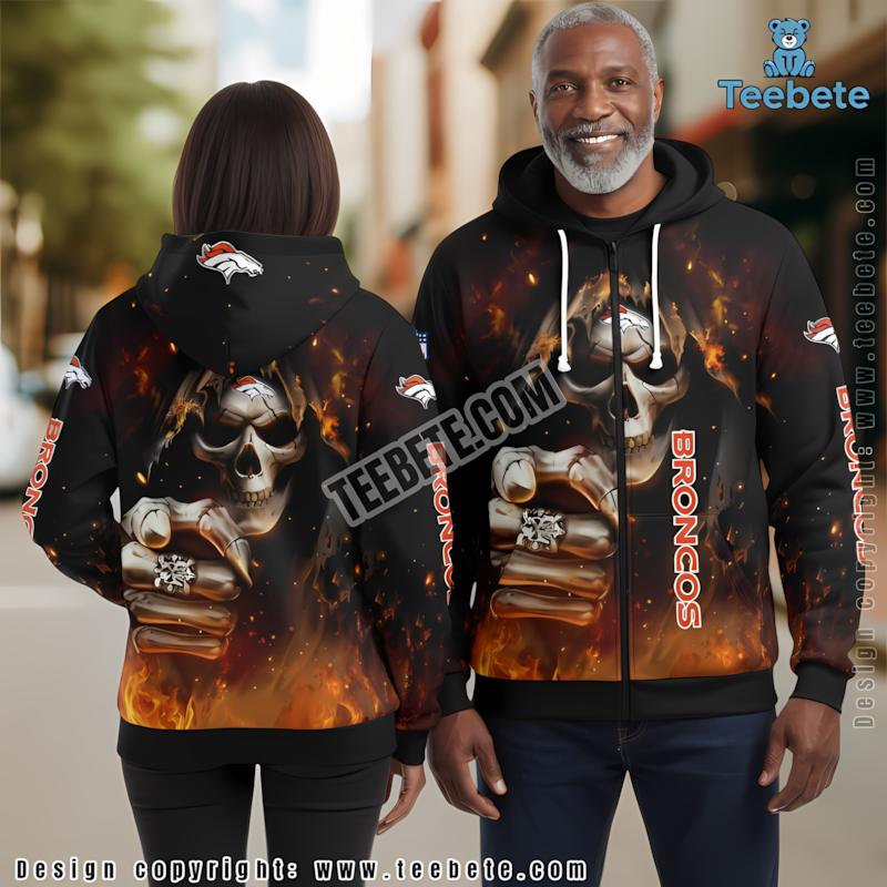 Denver Broncos Classic Pattern 3D Hoodie Orange Art