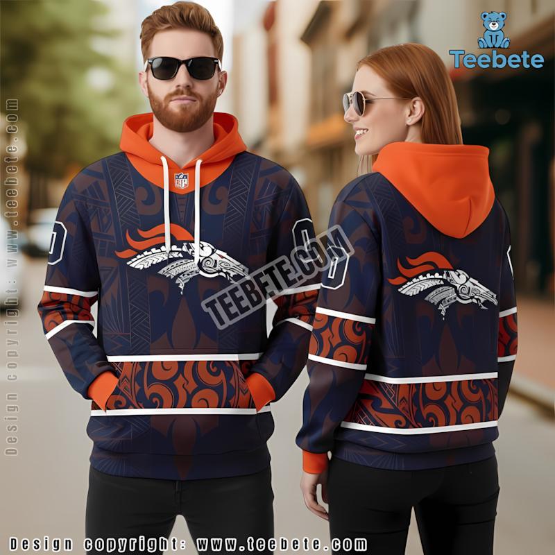Denver Broncos Maori Pattern 3D Hoodie Blue Print