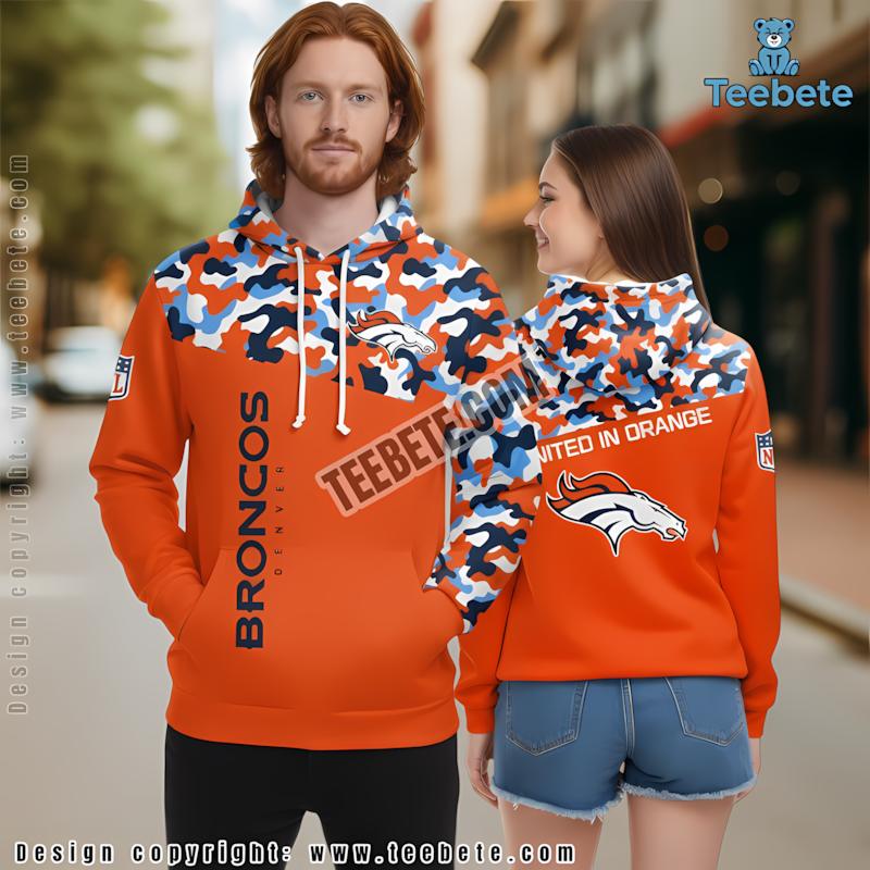 Denver Broncos Military Patterns 3D Hoodie Orange Realistic