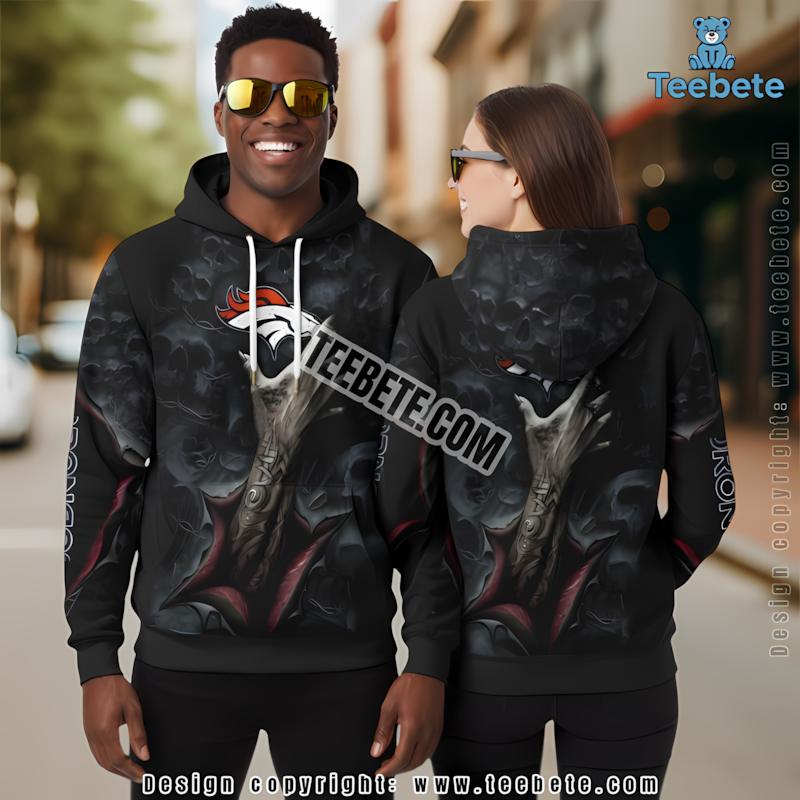 Denver Broncos Death Hand 3D Hoodie Black Horror