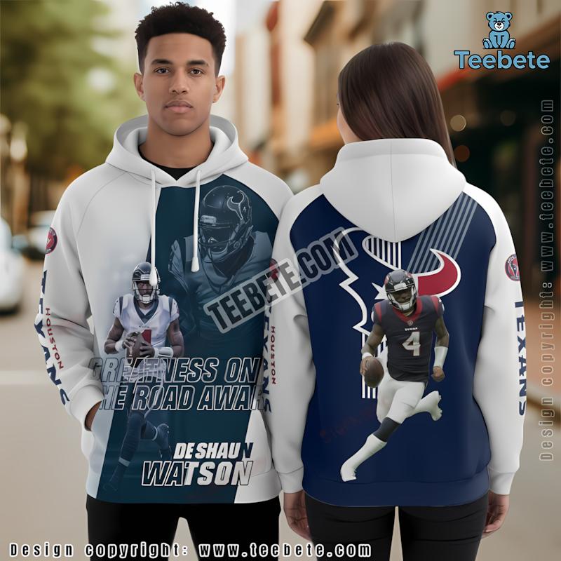 Deshaun Watson Houston Texans 3D Hoodie White Blue Mens