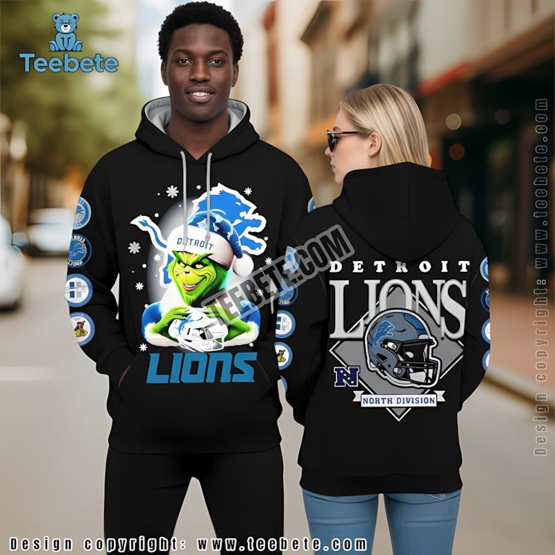 Detroit Lions The Grinch 3D Hoodie Black Print